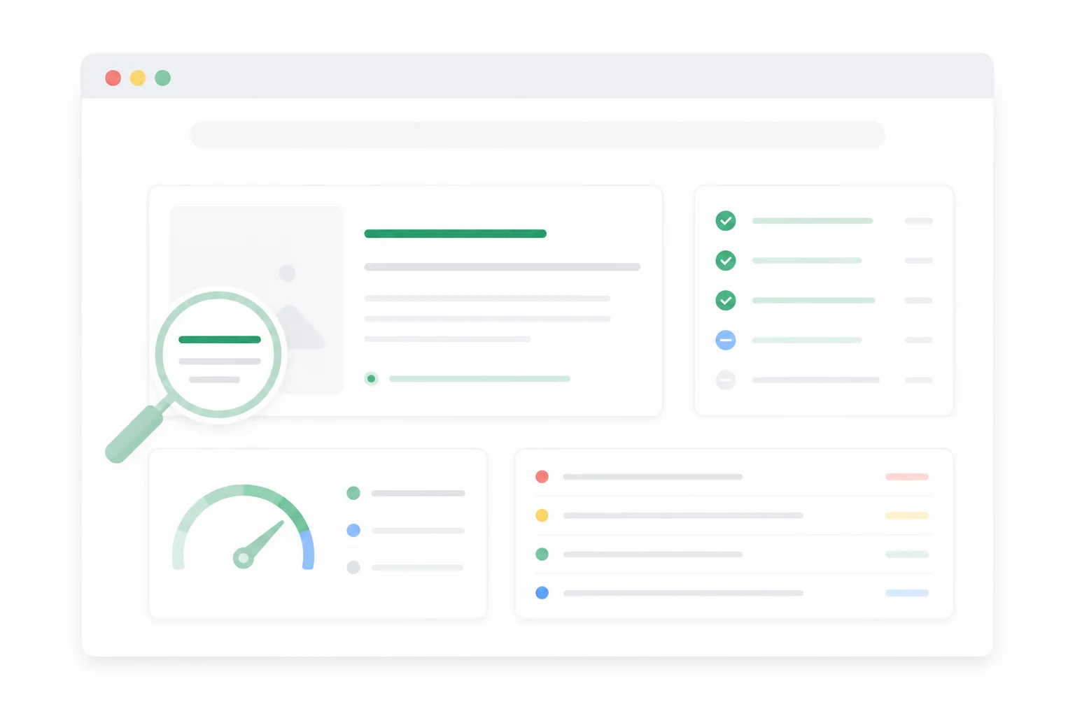 SEO audit dashboard showing website inspection, technical health checks, performance and prioritised issues