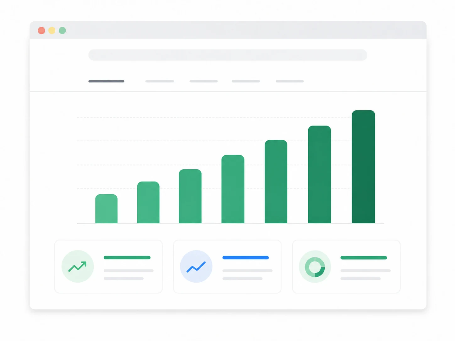 Monthly SEO reporting illustration showing ranking, analytics and enquiry tracking