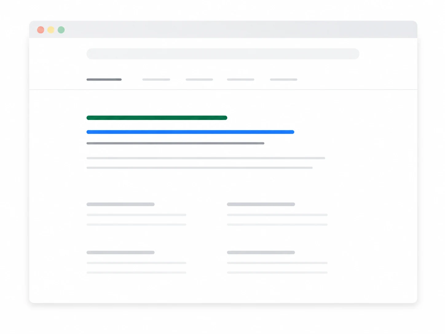 Minimal search results browser illustration representing improved organic SEO visibility